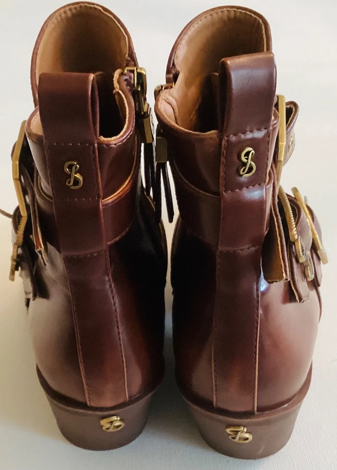 Botín para mujer marrón puntiagudo dedos hebilla correa estilo occidental talla 9 Foto 2 de 4