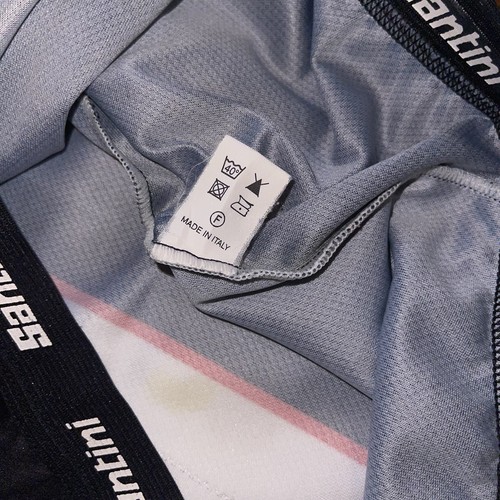 Santini SMS Cycling Jersey 3/4 Zip White Red Black Gray Mens Large L Shirt Italy - Picture 8 of 14