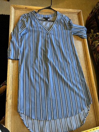 Attention Womens XS/S Dress Stripe Blue/White Lightwt VNeck 3/4 Sleeve Soft,Lite - Picture 19 of 19