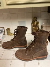 CHIPPEWA MADE IN USA BROWN LACE UP TRAIL BOSS BOOTS 6.5 D VINTAGE BLACK LABEL