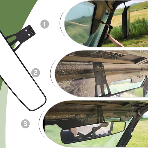Panoramic Convex Ranger Rear View Mirrors Compatible with 2017-2024 Polaris Rang - Picture 3 of 12