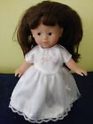 Corolle 8' Doll Brown Hair Brown Eyes in Original White Dress 95-01 R2