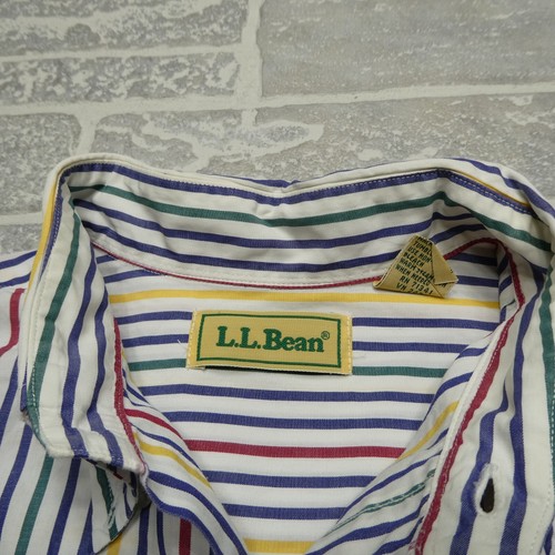 VINTAGE LL Bean Dress Shirt Mens Medium Multi Color Striped Cotton Button Up - Picture 2 of 6