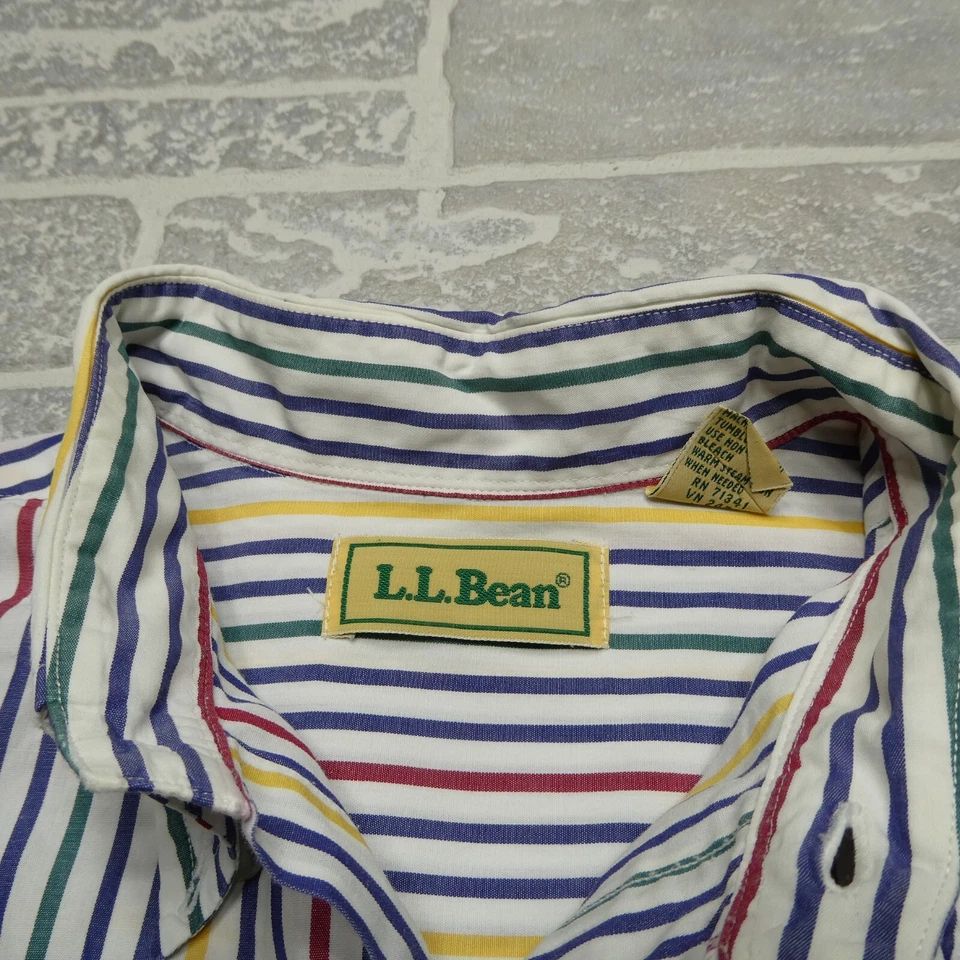 Camisa de vestir vintage LL Bean para hombre mediana multicolor a rayas algodón abotonada Foto 2 de 4