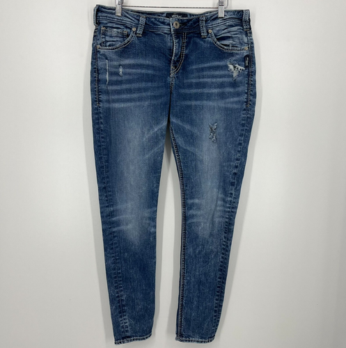 Silver Jeans Co. Jeans Damen 12 Blau Girlfriend Super Stretch Western Y2K