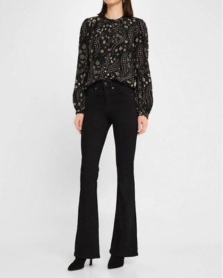 NWT $248 Veronica Beard Beverly High-Rise Skinny Flare Jeans in Onyx