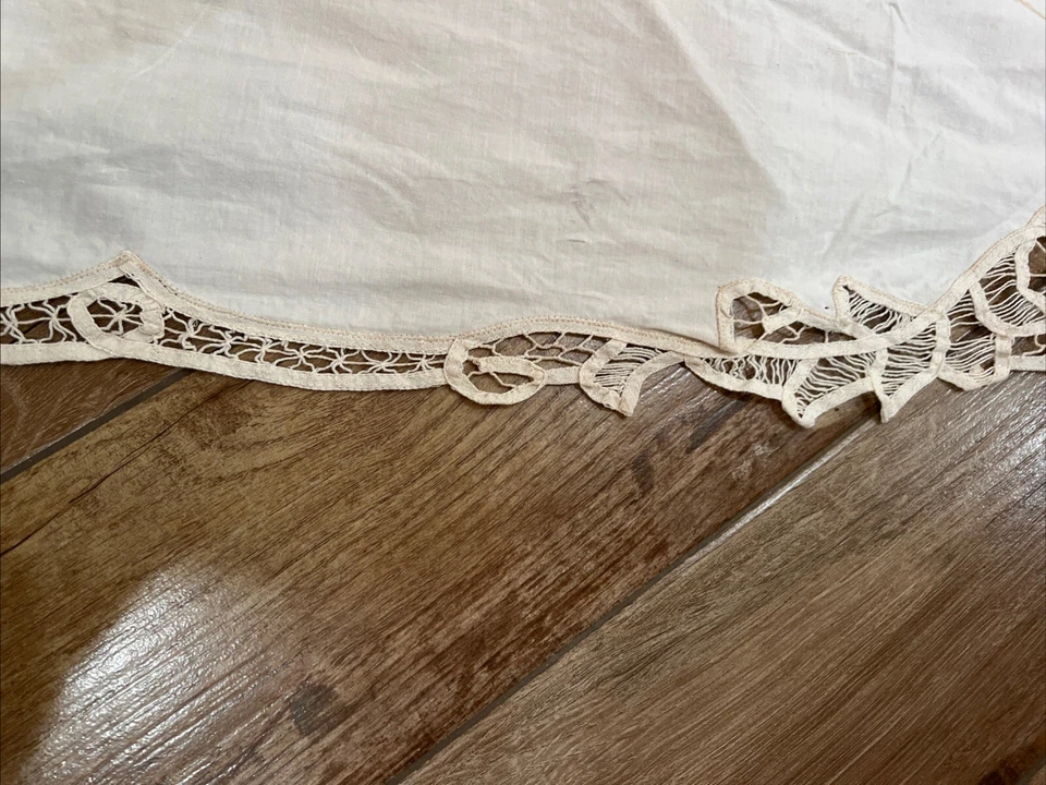 "Falda de cama de encaje de ganchillo de algodón marfil de colección 52 X 72" tamaño completo 12,5"" caída elegante" Foto 3 de 4