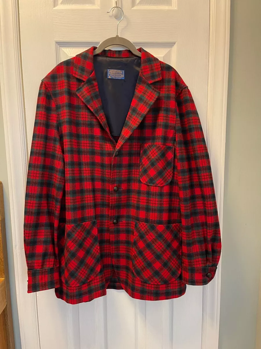 Vintage Pendleton Wool Blazer Style Jacket Men s Large Red Green