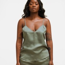 Ettitude Bamboo NEW Sateen Soft Silky Camisole PJ Top Moss/Olive Size XL
