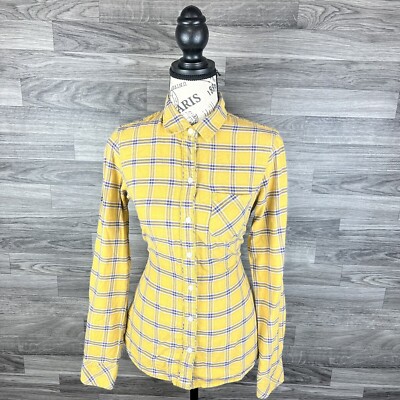 EDDIER BAUER Women s Yellow Long Sleeve Full Button Down Size Extra Small 