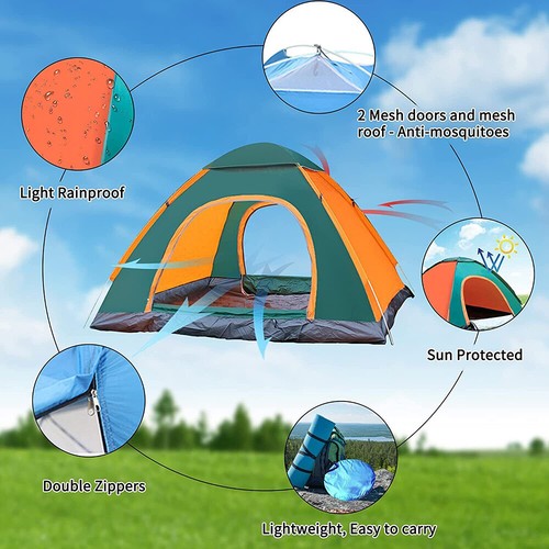 4 Person Man Family Tent Instant Pop Up Outdoor Camping Hiking Festival Beach UK - Picture 22 of 24