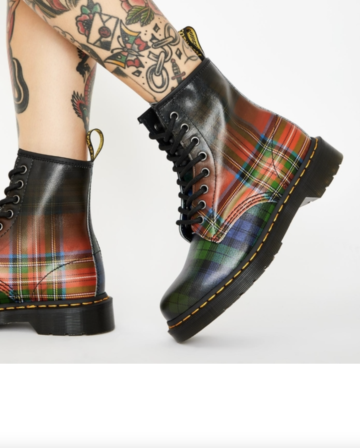 Dr Doc Martens Tartan Plaid Leather 