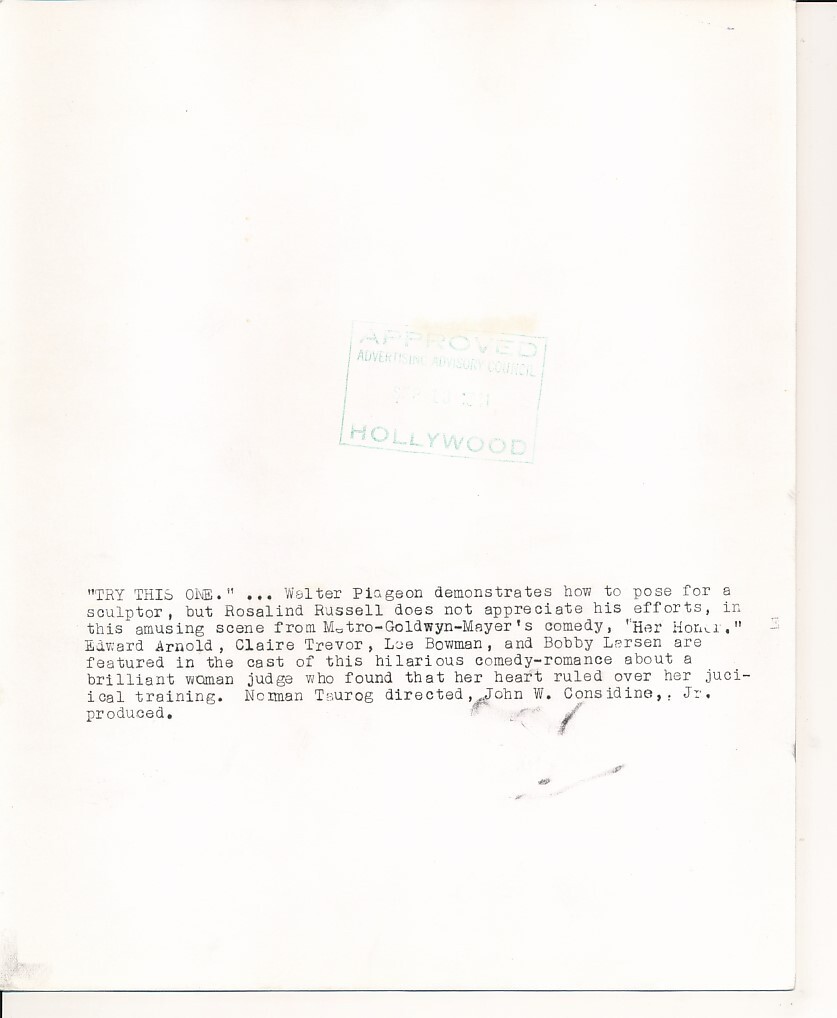 ROSALIND RUSSELL WALTER PIDGEON Original Vintage DESIGN FOR SCANDAL MGM DW Photo