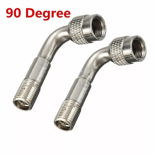 Popular 2x CAR MOTORBIKE TYRE VALVE EXTENSION ADAPTOR 90 DEGREE ANGLE SILVE*oa - Picture 7 of 7