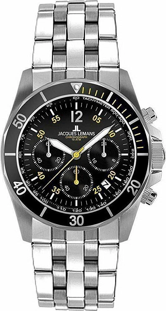 Lemans Mens Silver Jacques Black Sport Tone Dial Suzuka Chrono 1-1382A | Watch eBay