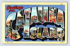 Postcard California Santa Catalina CA Large Letters 1940s Unposted Linen