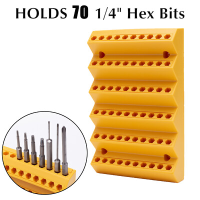 Yellow Drill Bit Storage Case Holder for 1/4 Inch Hex Shank Bit (Organizer Only)