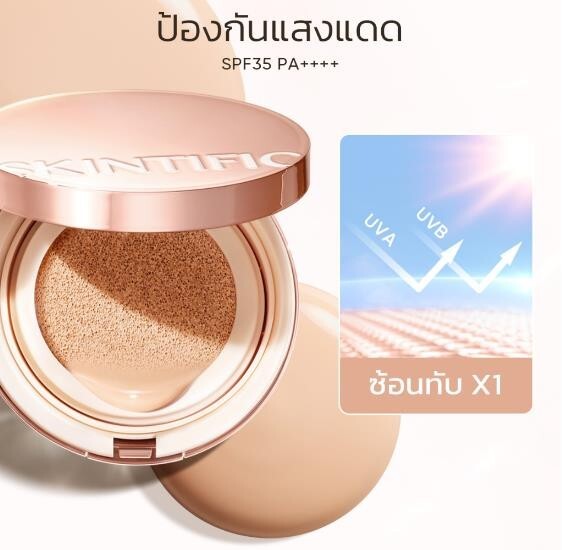 SKINTIFIC Cover All Perfect Cushion 11g, Long-lasting 24H SPF35