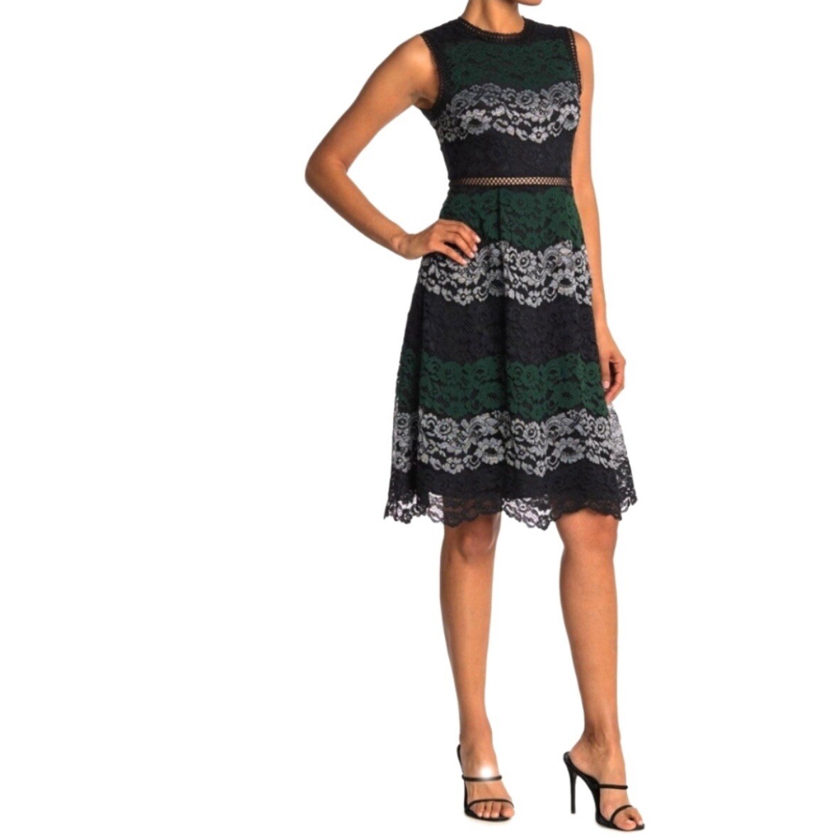 Ted Baker Inarra Color-Block Lace Dress - Black