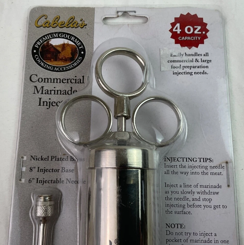 Cabelas aço inoxidável grau comercial sabor marinada carne injetor 14” total - Imagem 3 de 4