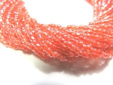 1 FULL HANK  CRYSTAL/ORANGE  9/0 3-CUT  GLASS SEED BEADS  10 Strands