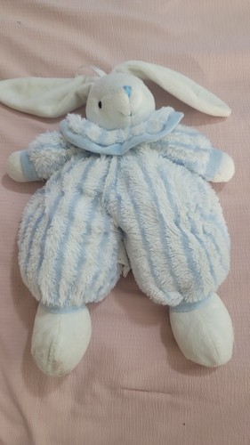 Burton + Burton Bunny Rabbit White Plush 13’  Blue White Stripes Sewn Eyes