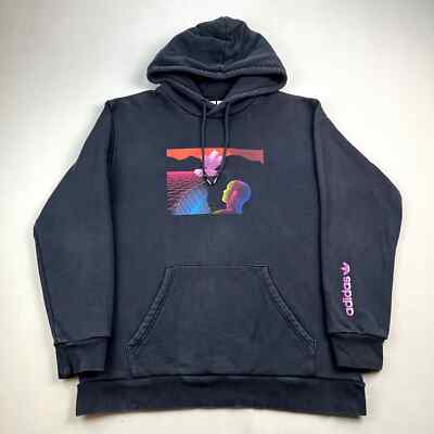 Adidas Originals 3D Hoodie Sweatshirt Adult Medium Black Trefoil Logo Art Sports