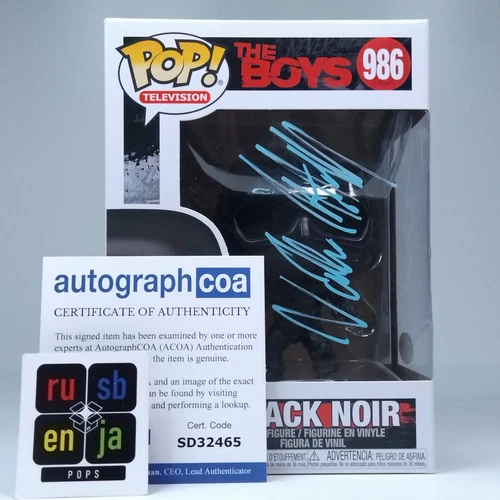 Funko Pop! TV The Boys Black Noir Signed Nathan Mitchell COA #986 WS