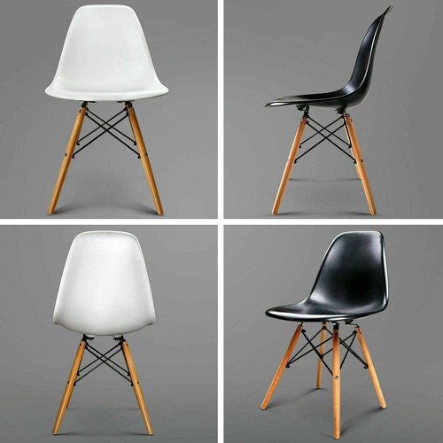 4x Replica Retro Dining Chairs Cafe Kitchen Beech (White Colour) - Picture 7 of 17