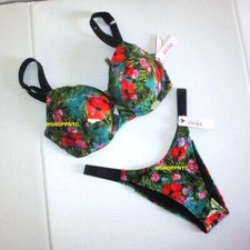 VICTORIA SECRET SWIM 36DD Shine Strap Push-Up Top Bikini Set Brazilian M L