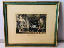 THOMAS ALLOM 19th C. Colored Engraving CAP-VENDOR'S SHOP CANTON CHINA Framed
