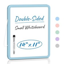 Small Double-Sided White Board Dry Erase Board For Wall 14"x11" Hanging White...