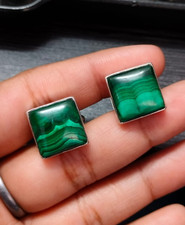 Natural Gemstone Malachite Square Cufflinks Silver Jewelry Men's Gift Accessorie