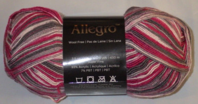 One Skein Wisdom Allegro, Wool Free Stretch Sock Yarn, 100g, 470yd, Pink Prelude
