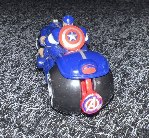 Mattel 2014 Hot Wheels Captain America Motorcycle Blue & Red 1:64 Diecast Car - Picture 6 of 9
