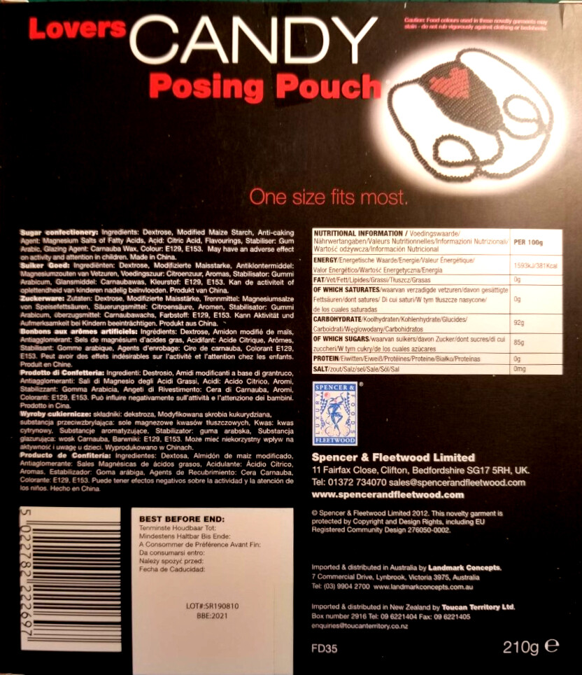 Lovers CANDY POSING POUCH EDIBLE UNDERWEAR fun gift men sherbet sweets