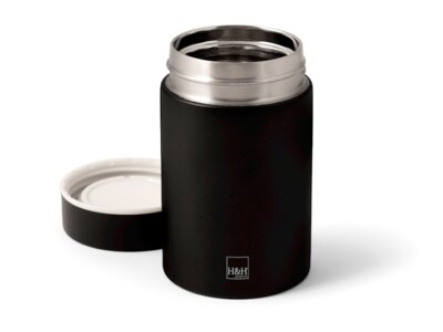 Thermoskanne aus Stahl 18/10 Farbe schwarz cc 260. Luftdichter Deckel.