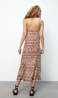 Zara Printed Linen Blend Dress | eBay