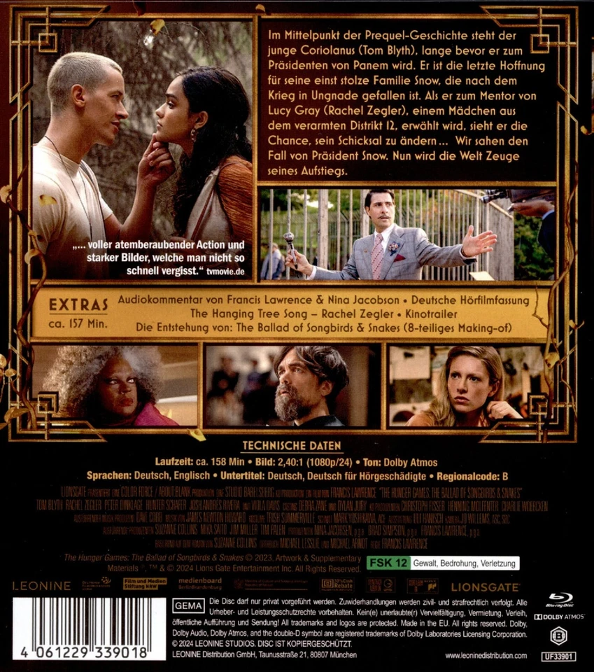 Die Tribute von Panem - The Ballad of Songbird & Snakes (2023)[Blu-ray/Neu/OVP] - Bild 2 von 4