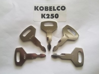 (5) Kobelco Excavator, Heavy Equipment Keys OEM Logo K250 fit Case, Kawasaki,