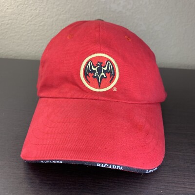 Bacardi Rum Bat Logo hat, hook & loop adjustable, red