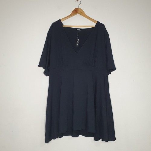 Womens Simply Be Black Long Top Floaty Stretch V Neck Size 32 NEW - Picture 7 of 21