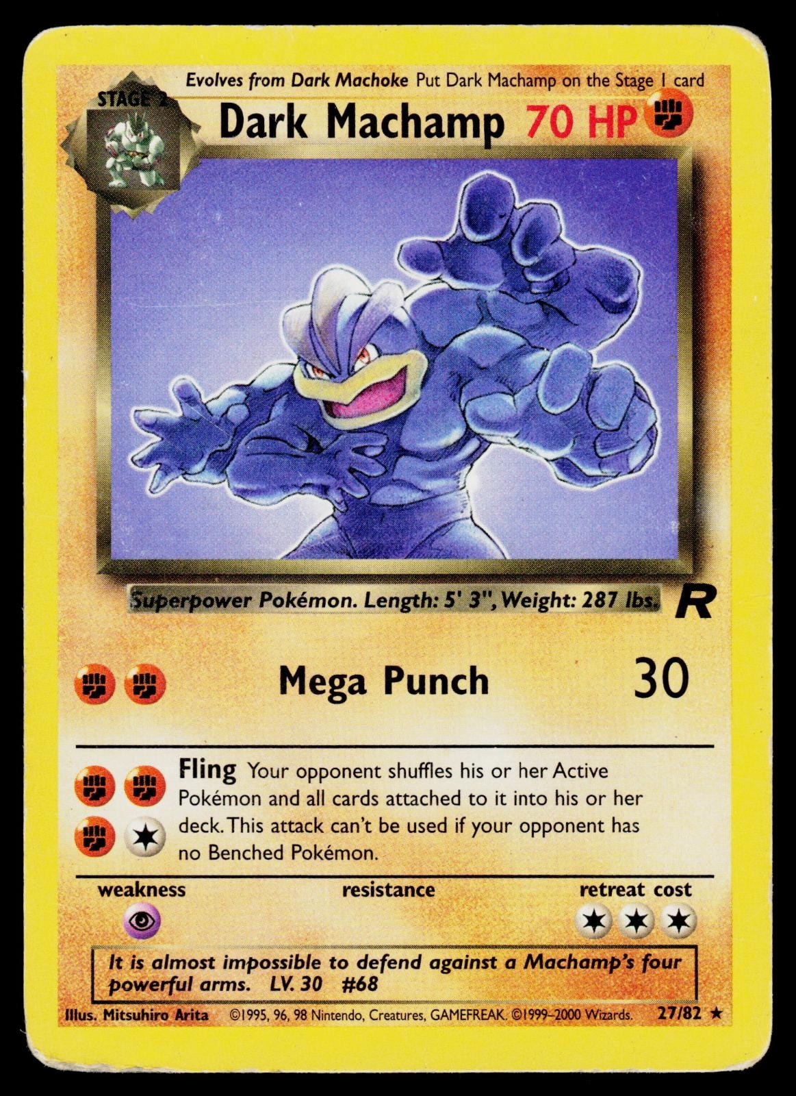 Dark Machamp 27/82 Rare Team Rocket Pokemon Unlimited Heavily Played