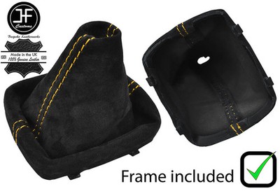 GELBE NÄHTE WILDLEDER SCHALTMANSCHETTE + KUNSTSTOFFRAHMEN PASST FÜR AUDI A1 2011-2017