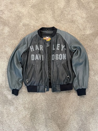 Vintage 2003 Harley Davidson 100th Anniversary Genuine Leather Bomber Jacket M
