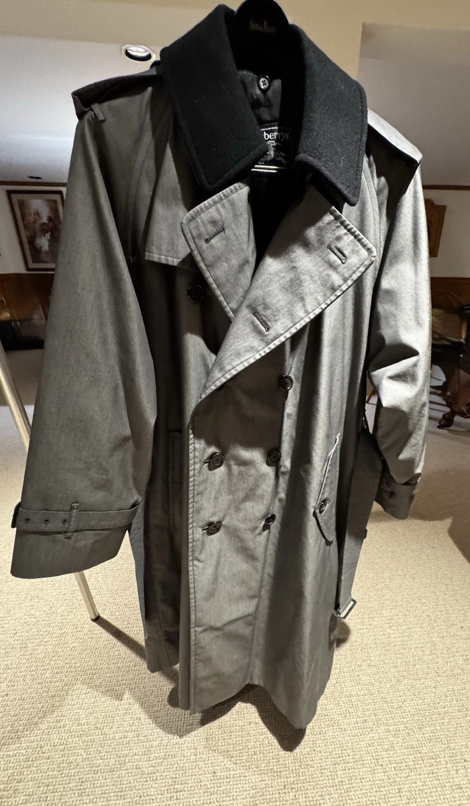 Burberry London Men's Canvas Trench Coat | Made in England | Gray | Size 52 - product detail image 2