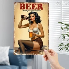 [2D Flat] 1pc Vintage Beer Advertisement Tin Metal Signs - Retro Wall Art Decor 
