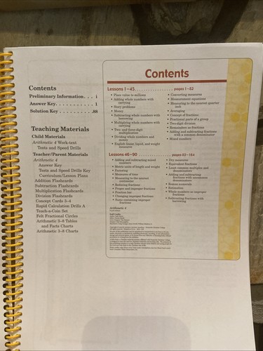 Abeka Arithmetic 4 Teacher Keys Work Text Answers Tests Speed Drills ...