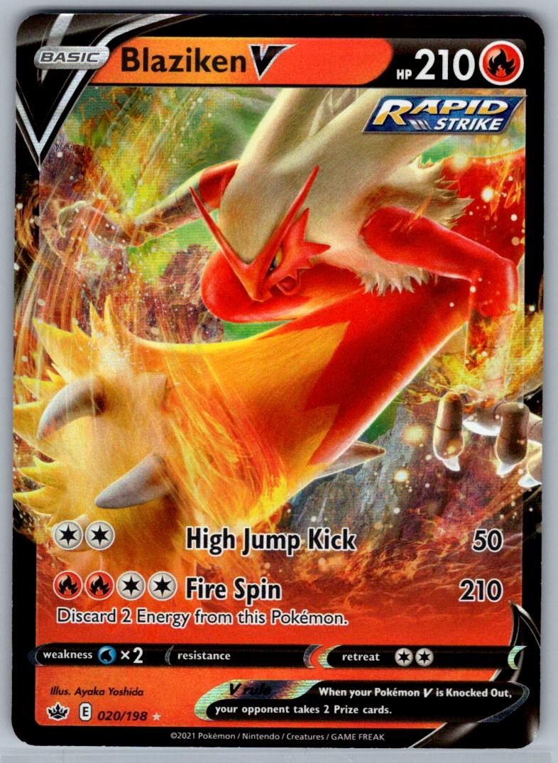 Blaziken V 020/198 Holo V Rare Chilling Reign Pokemon Near Mint