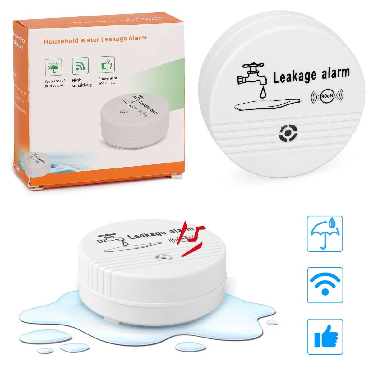 Intelligent Water Leak Detector Alarm 90dB Voice Water Leak Sensor Flood Alert